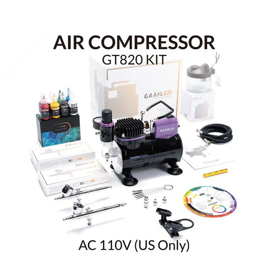 Compresor kit  serie Ambition GT-820 | 2 Aerógrafos | 6 Colores